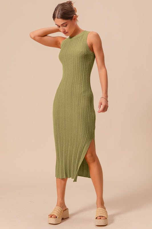 Rachel Stretchy Rib Fitted Midi Dress
