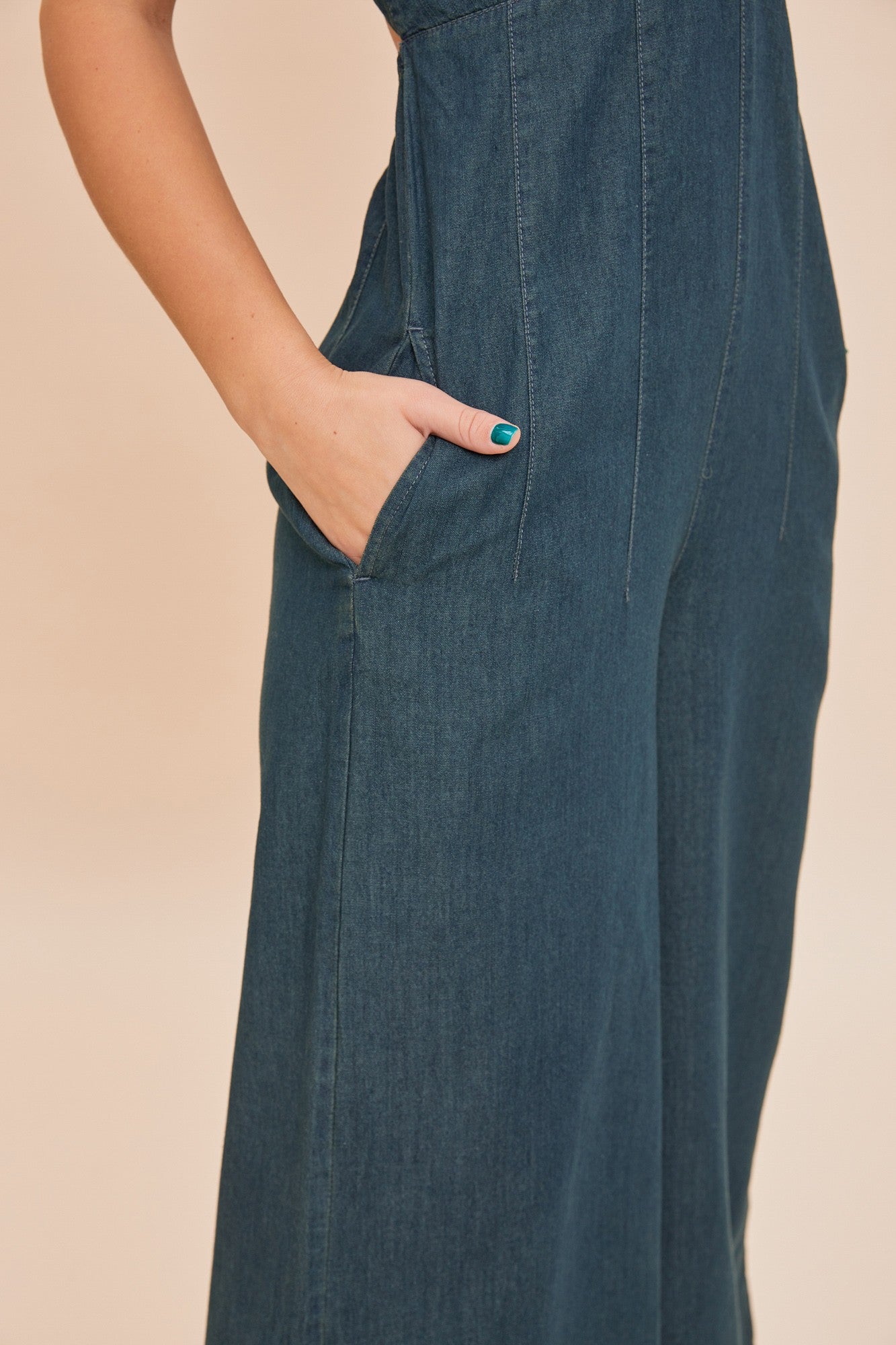 Kendall Tie Back Denim Jumpsuit