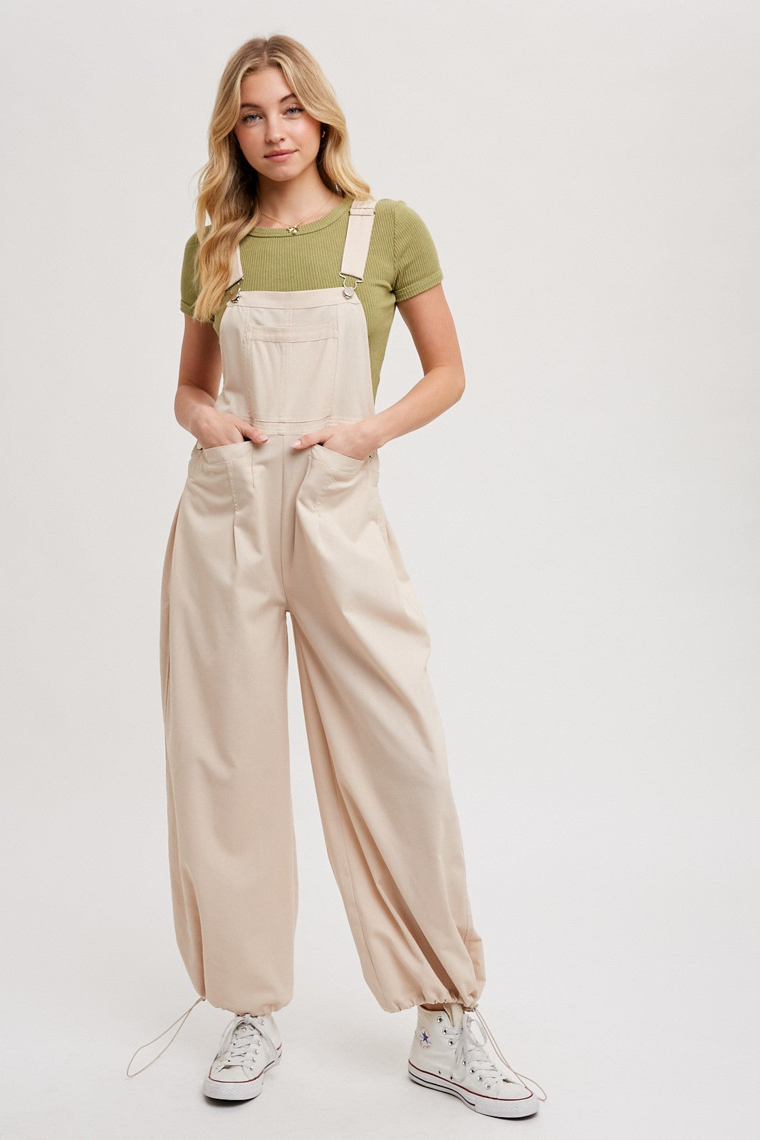 Brittany Cargo Drawstring Overalls