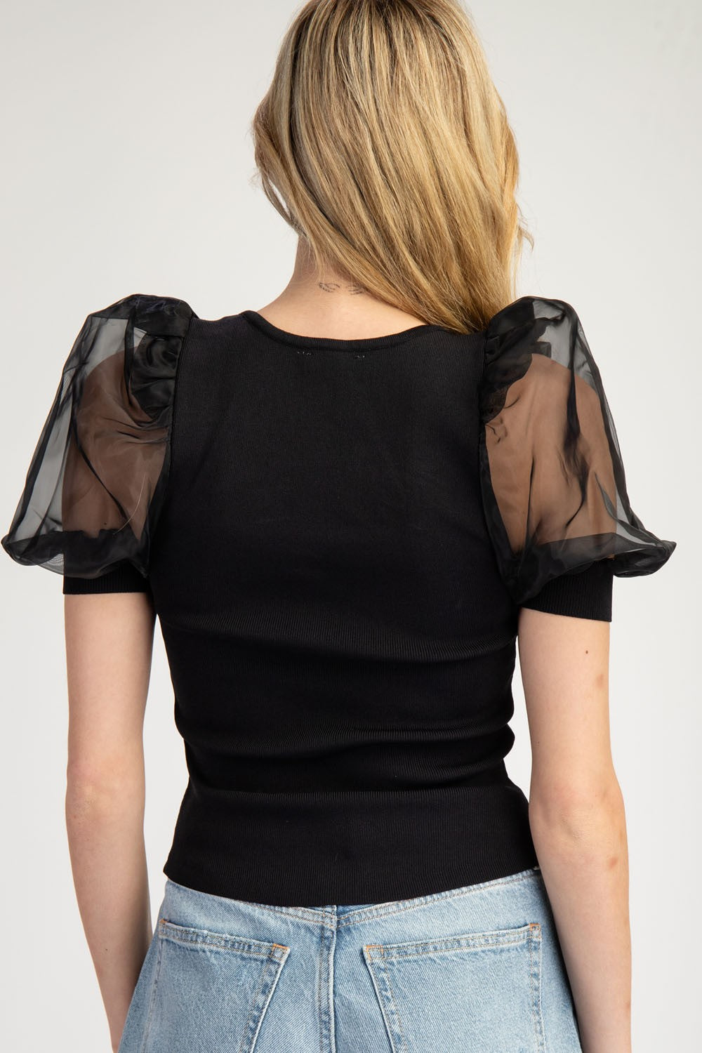 Ellen Mesh Puff Sleeve Blouse