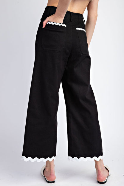 Kathryn Ric Rac Trim Cropped Straight Leg Pants